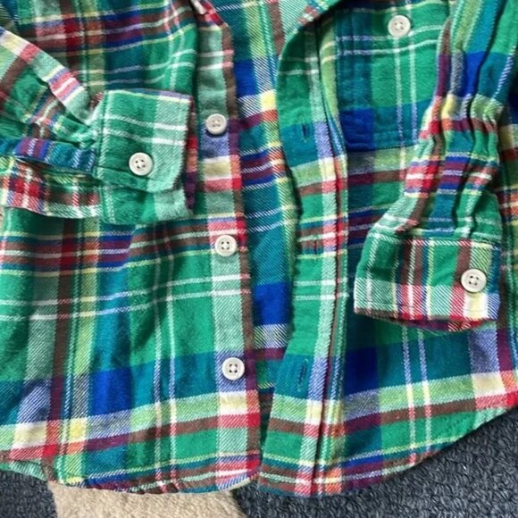 Plaid Old Navy Kids Shirt - Green and Blue - Picture 2 of 4